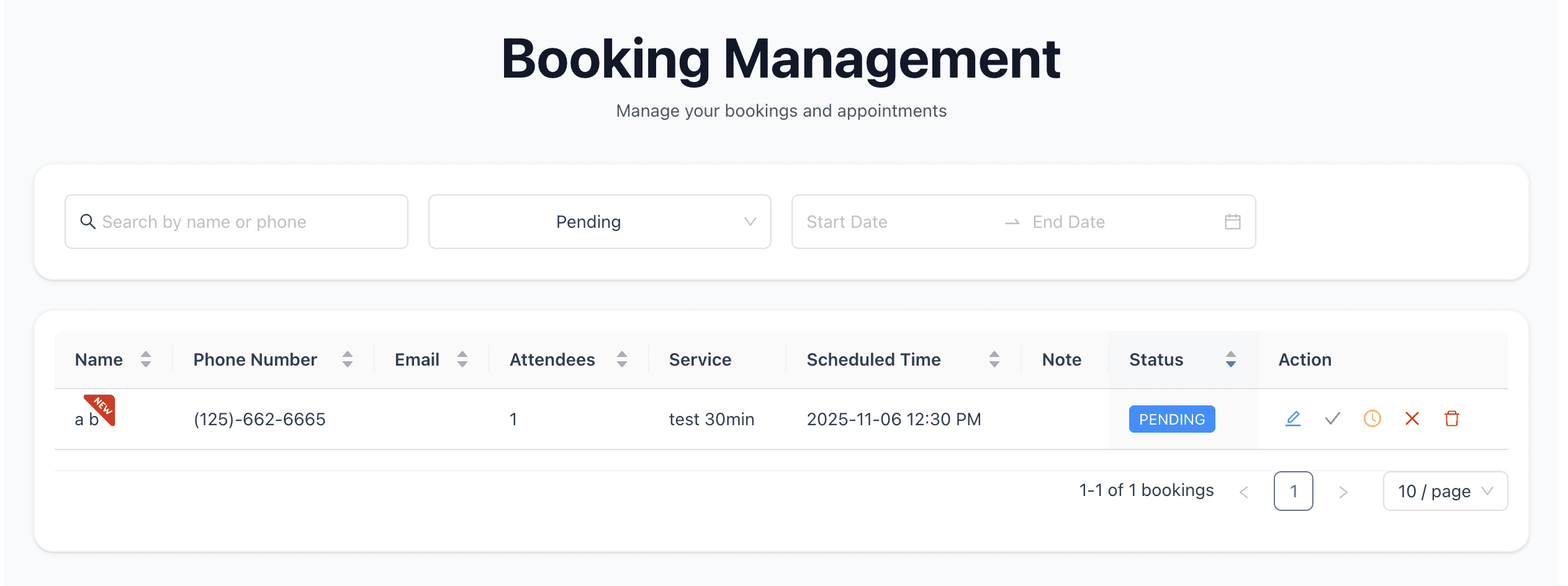 Booking